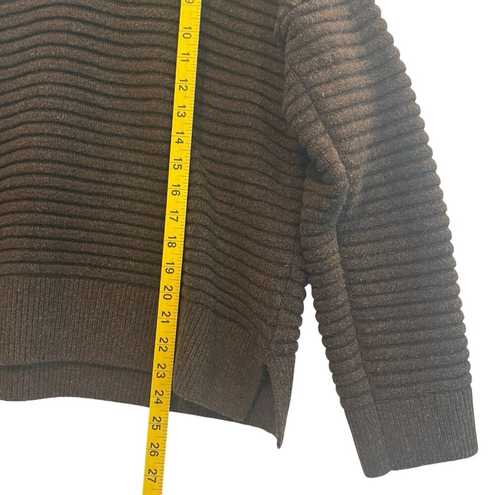 Madewell Women's Wool Blend Ribbed Sweater Medium Brown Long Sleeves Round Neck - Picture 7 of 8